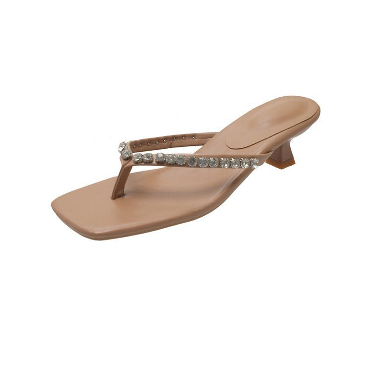 Damen elegante Zehentrenner mit strassbesetzten Riemen R&B