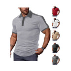 Herren nan figurnahes Kontrast-Poloshirt mit Schulterpasse und Hemdkragen R&B