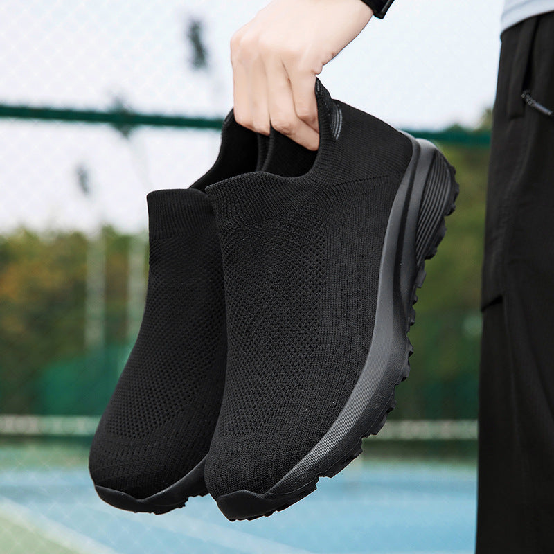 Unisex nan elastischer Strick-Schlupfschuh mit konturierter viskoelastischer Innensohle und rutschfester stoßdämpfender Laufsohle R&B