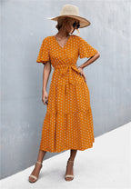 Damen Midikleid mit taillierter Schnürung und voluminösem Rock R&B