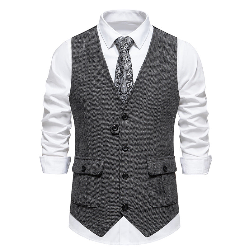Herren elegante Weste im strukturierten Hahnentrittdesign R&B