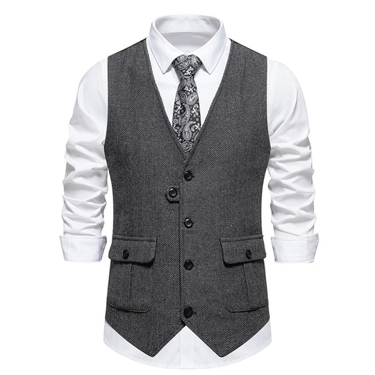Herren elegante Weste im strukturierten Hahnentrittdesign R&B