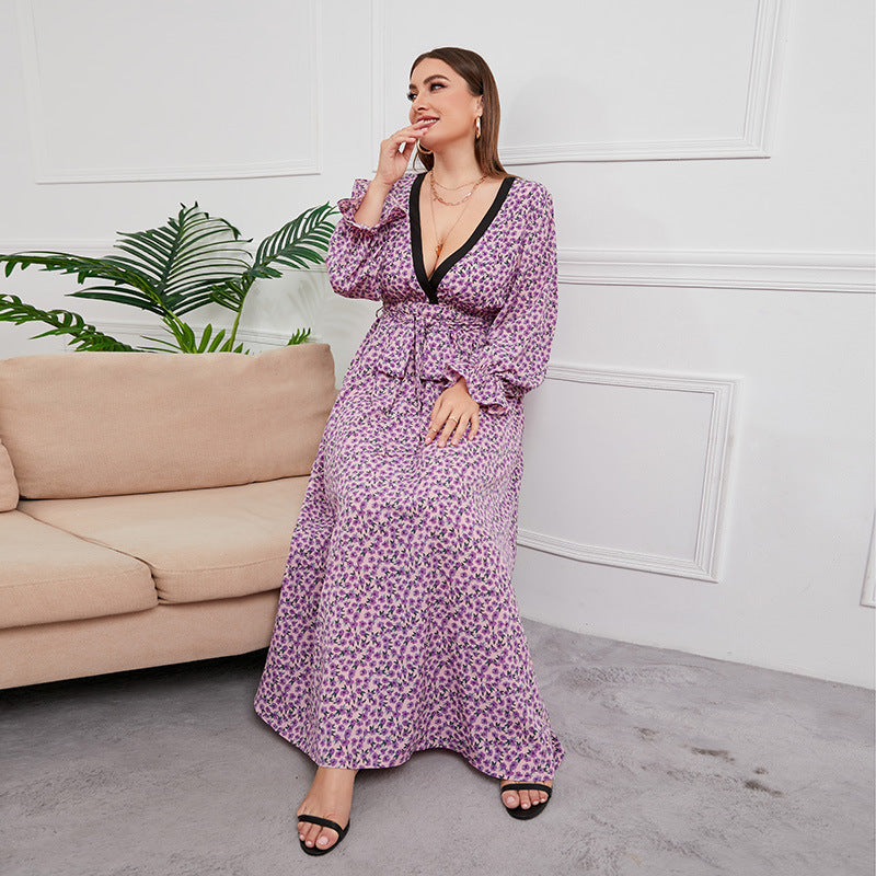 Damen Maxikleid mit elegantem V-Ausschnitt und Rüschendetails R&B