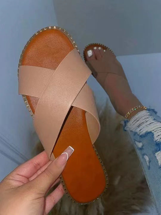 Damen Komfortable Zehentrenner-Sandalen mit breiten Riemen und modischem Design R&B
