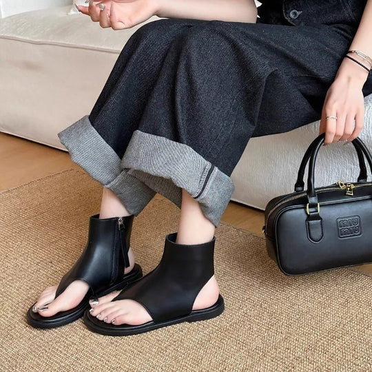 Damen modische Zehentrenner-Sandalen mit geschlossenen Fersen und seitlichem Reißverschluss R&B