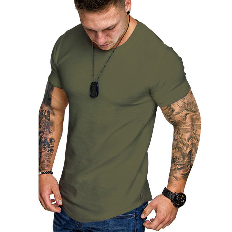 Herren figurbetontes Kurzarm-T-Shirt aus hochwertiger Baumwolle mit Rundhalsausschnitt und bequemen Schnitt R&B