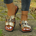 Damen Sandalen im R&Brnen Tierprint mit elegantem Metallic-Finish R&B