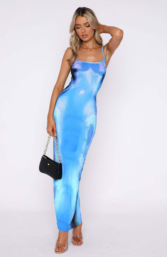 Damen Maxikleid mit einzigartigem grafischen Design und figurbetontem Schnitt R&B