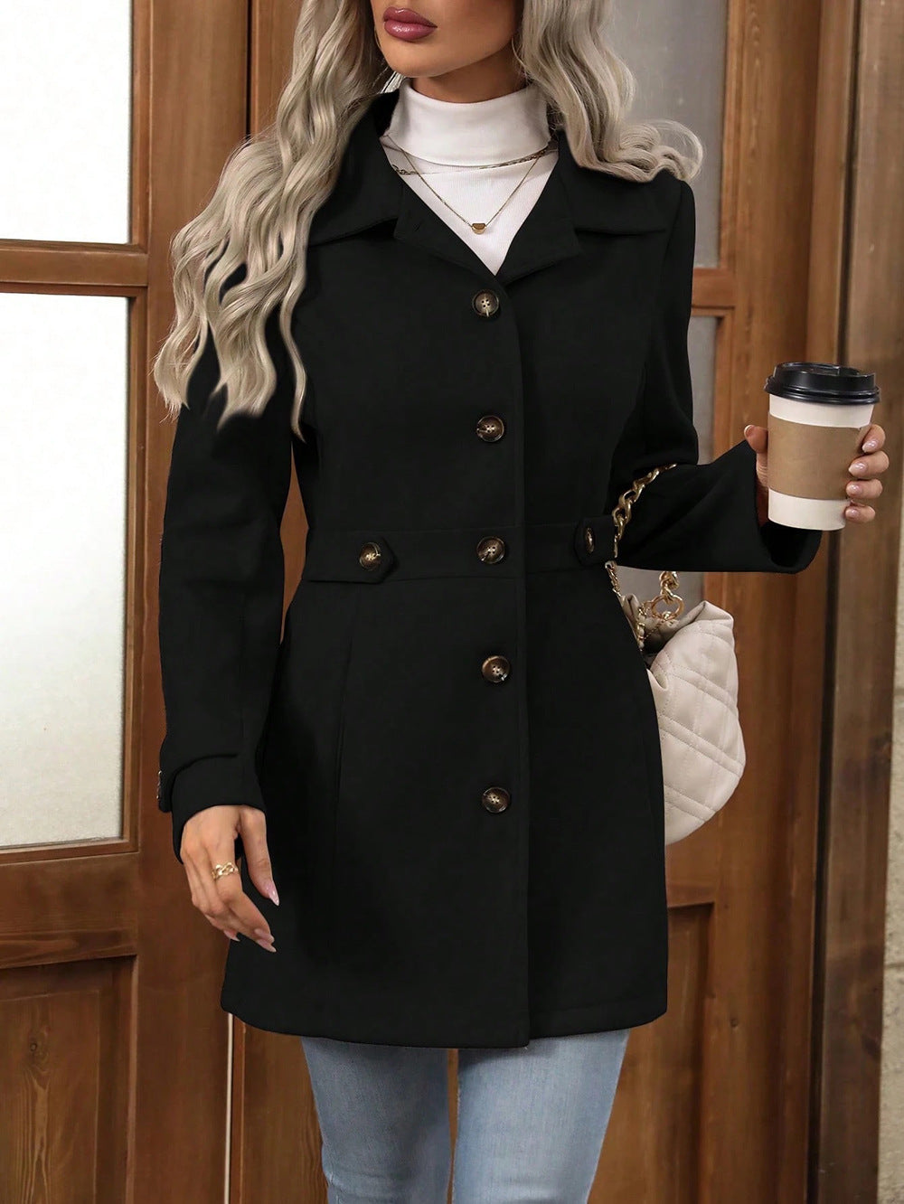 Damen Elegante und taillierte Übergangsjacke mit praktischen Taschen R&B