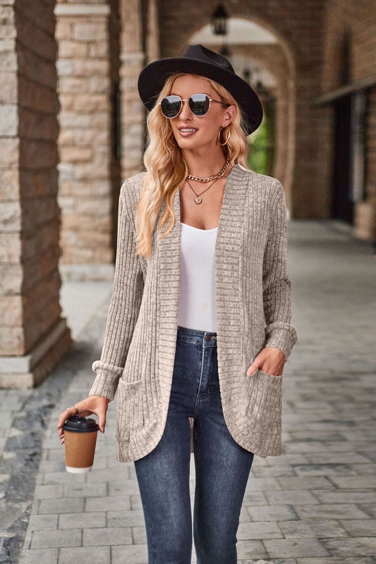 Damen Luxuriöse Strickjacke mit langen Ärmeln R&B