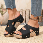 Damen Plattform-Pantoletten mit modischen Cut-Outs R&B