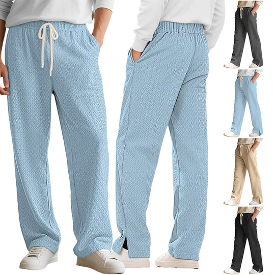 Damen nan komfortable strukturierte Loungehose mit elastischem Kordelbund und geradem Bein R&B