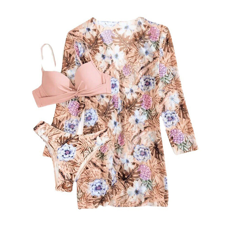 Damen Zweiteiliges Bikini-Set mit floralem Wickelüberwurf R&B
