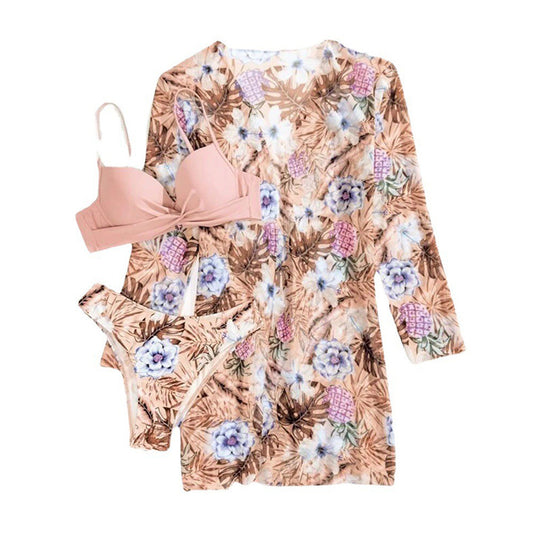 Damen Zweiteiliges Bikini-Set mit floralem Wickelüberwurf R&B