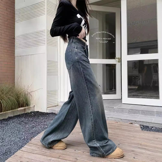 Damen Weit geschnittene High-Waist Jeans im modernen Vintage-Look R&B