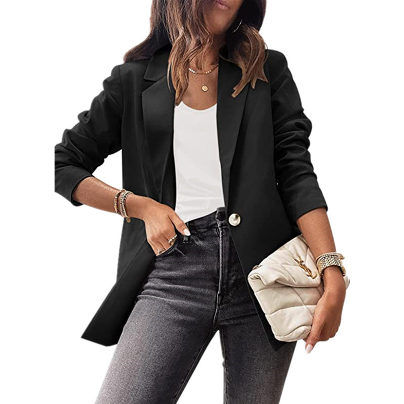 Damen eleganter Blazer mit ausgefallenem Schnitt und dezenten Knopfdetails R&B