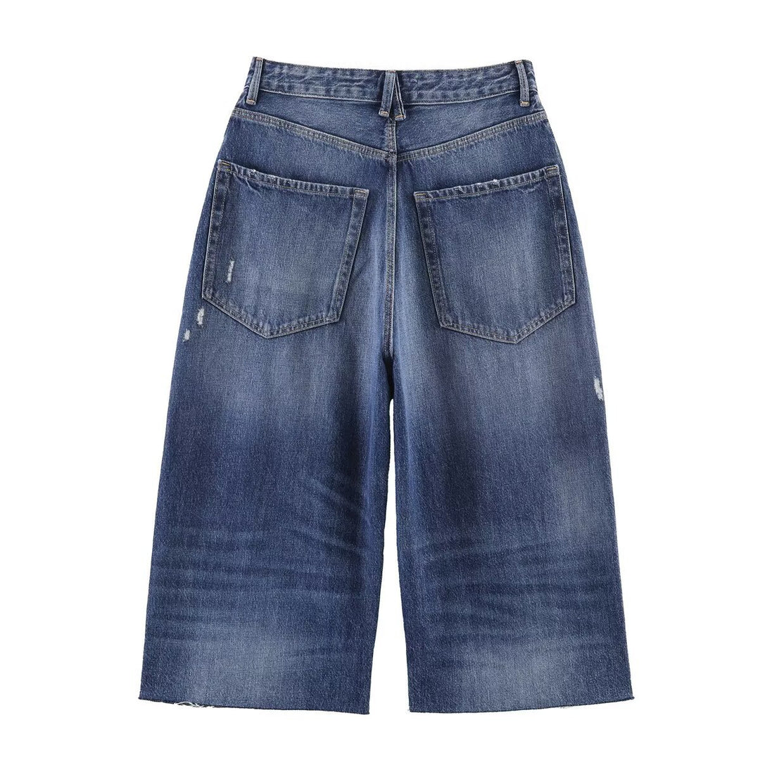 Damen weit geschnittene Jeans im lässigen Destroyed-Design R&B