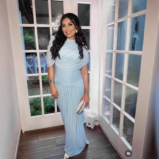 Damen Maxi-Kleid mit dekorativer Raffung und eleganter Drapierung R&B
