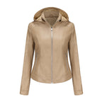Damen Kapuzenjacke aus hochwertigem Kunstleder