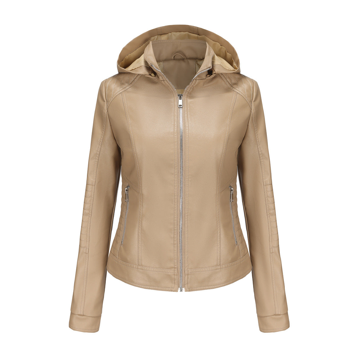 Damen Kapuzenjacke aus hochwertigem Kunstleder