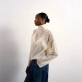 Damen Elegante Bluse aus transparentem Stoff mit stehendem Kragen R&B