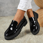 Damen Modische Loafers mit glänzender Oberflächenstruktur R&B