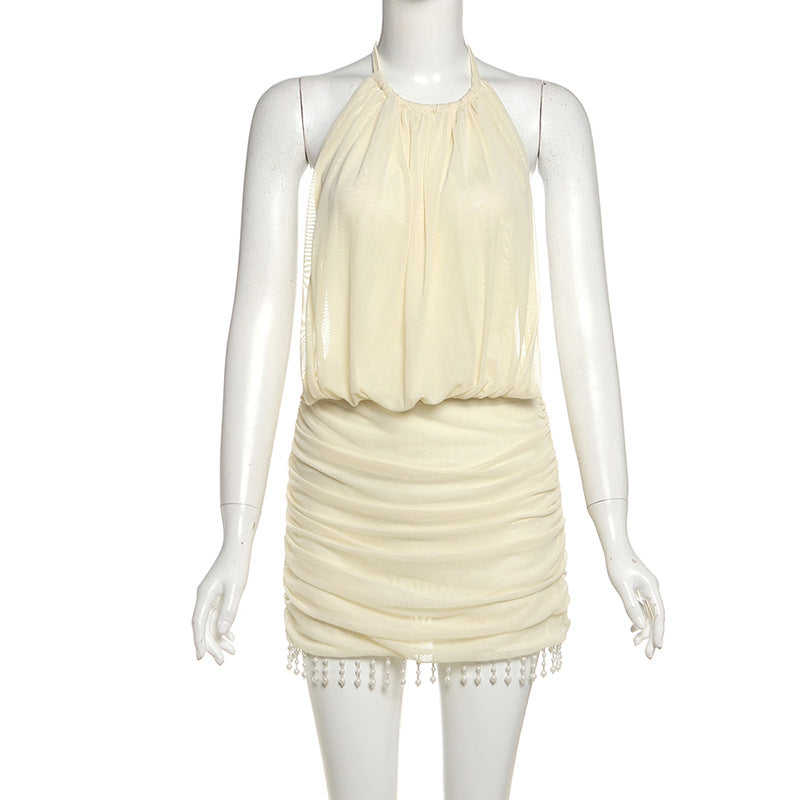 Damen ärmelloses Minikleid mit Raffungen und eleganten Details R&B