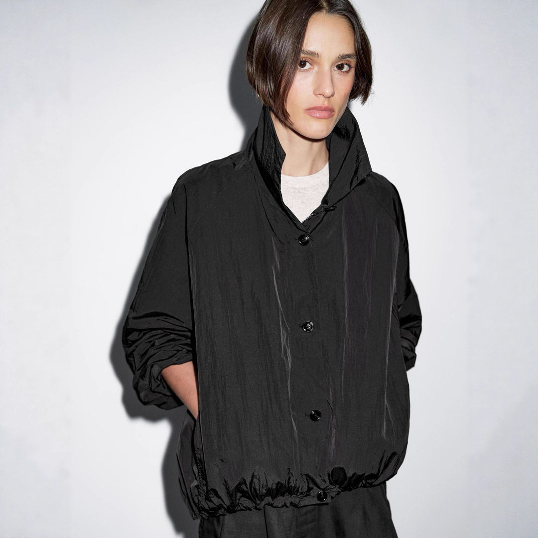 Damen Modische Kurzjacke mit hohem Kragen und elastischem Bund R&B