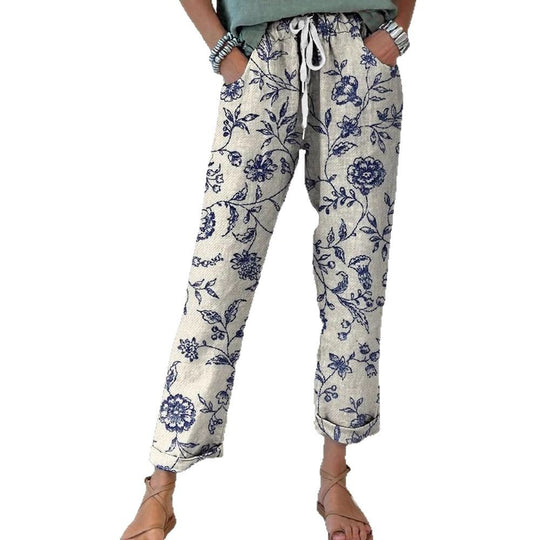 Damen Blumenmuster Freizeithose R&B