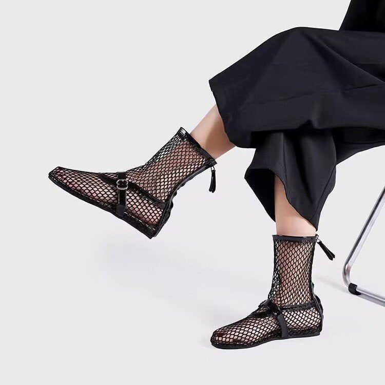 Damen Netzstiefeletten mit modischen Akzenten und komfortablem Futter R&B