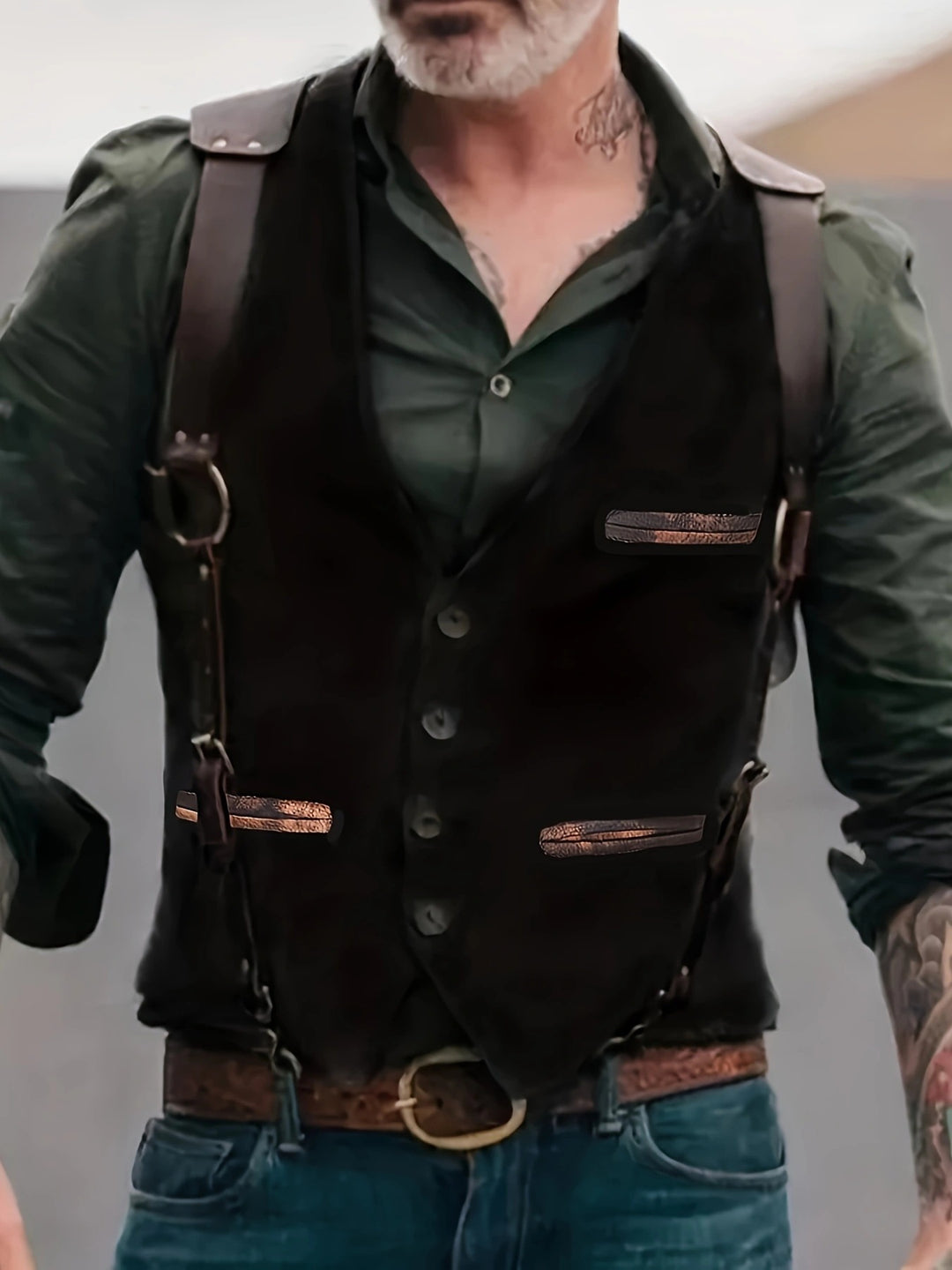 Herren stylische Weste mit akzenten und praktischen Taschen R&B
