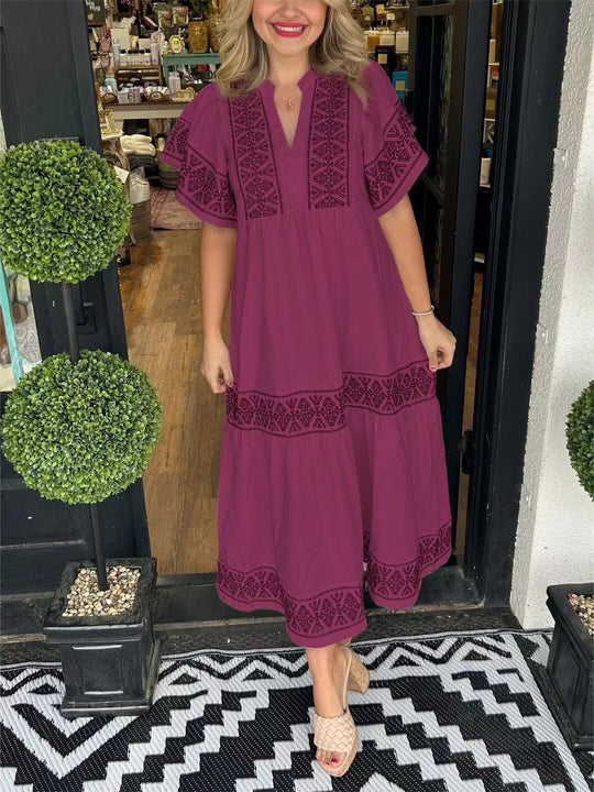 Damen Maxikleid mit eleganten Stickereien R&B