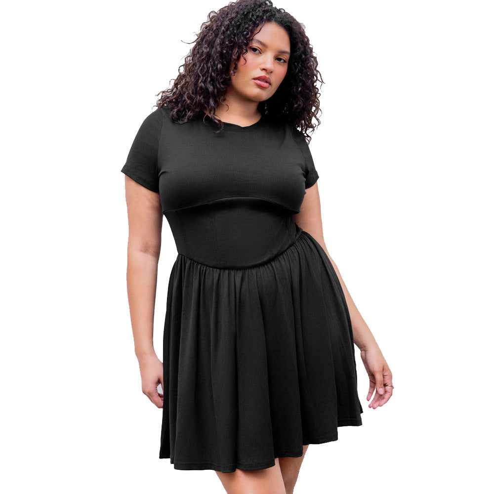 Damen elegantes A-Linien Kleid mit schwingendem Rock und modischem Schnitt R&B