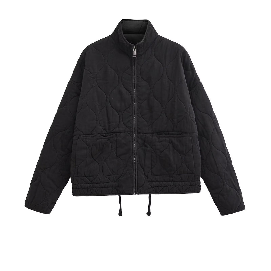 Damen gesteppte Übergangsjacke mit hohem Kragen und praktischen Taschen R&B
