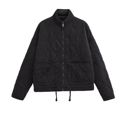 Damen gesteppte Übergangsjacke mit hohem Kragen und praktischen Taschen R&B