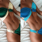 Damen Bandeau-Bikini mit Seitenschlaufen und Ringdetails