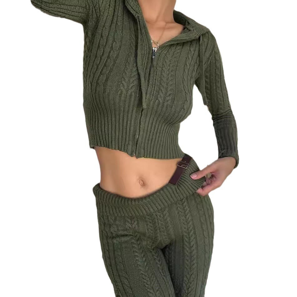 Damen Strickanzug mit Reißverschluss und weitem Bein R&B