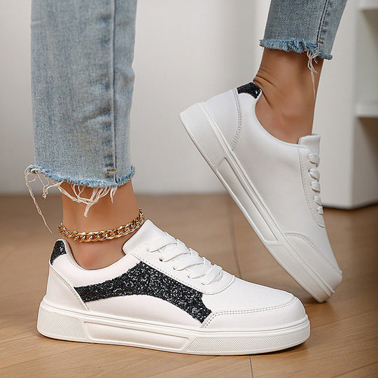 Damen Sportliche Sneakers mit Glitzer-Applikationen R&B