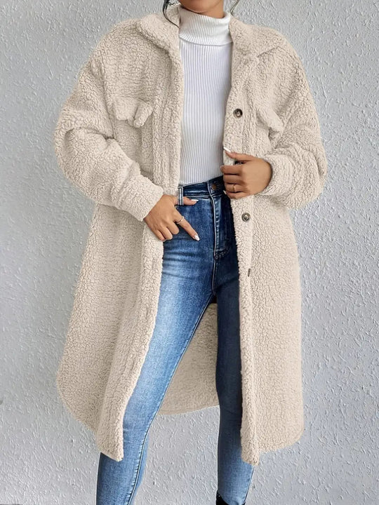Damen Weiche und gemütliche Teddyjacke im Long-Format R&B