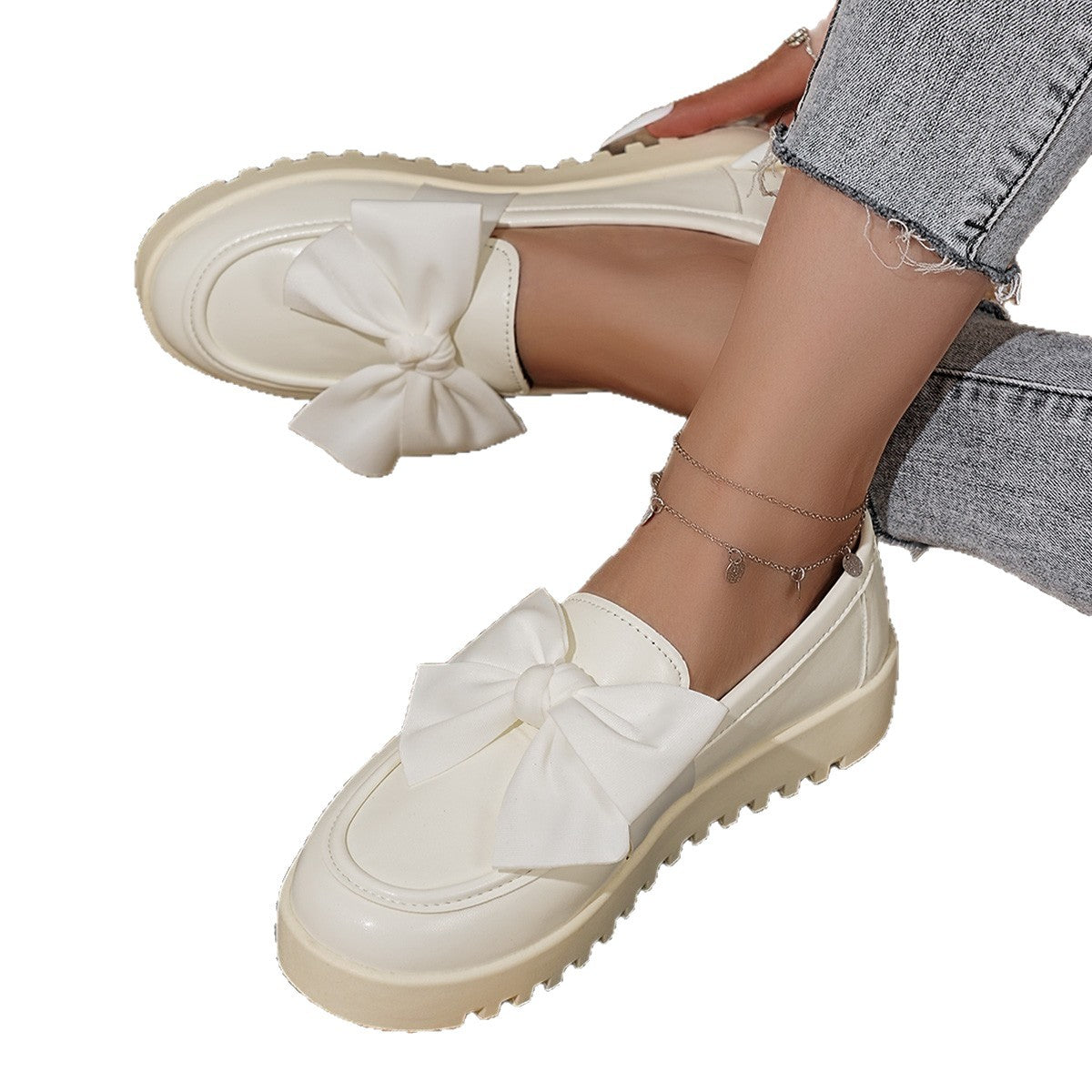 Damen Loafers mit dekorativem Schleifen-Design und rutschfester Sohle