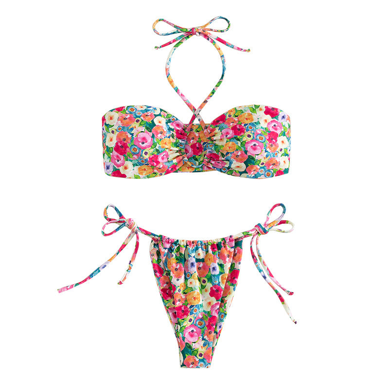 Damen Bandeau-Bikini mit verspieltem Blumendesign R&B