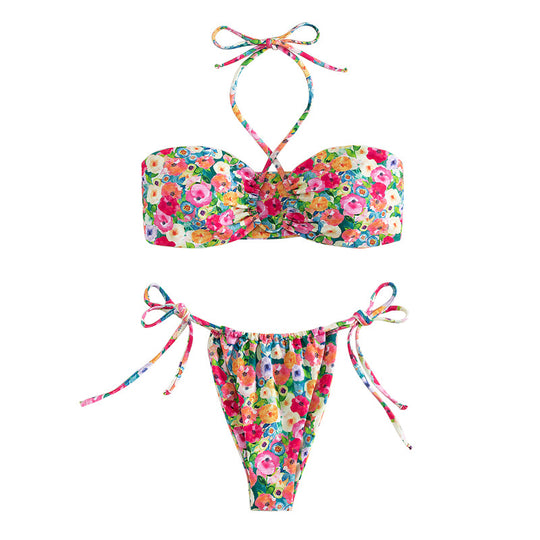 Damen Bandeau-Bikini mit verspieltem Blumendesign R&B