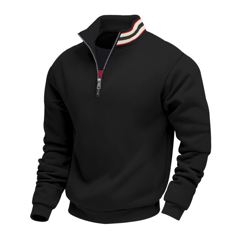 Herren nan Halbzip-Sweatshirt mit sportivem Ringkragen und weichem Fleece-Innenfutter R&B
