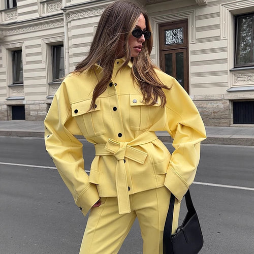 Damen modische Oversized Jacke und Pants Set R&B
