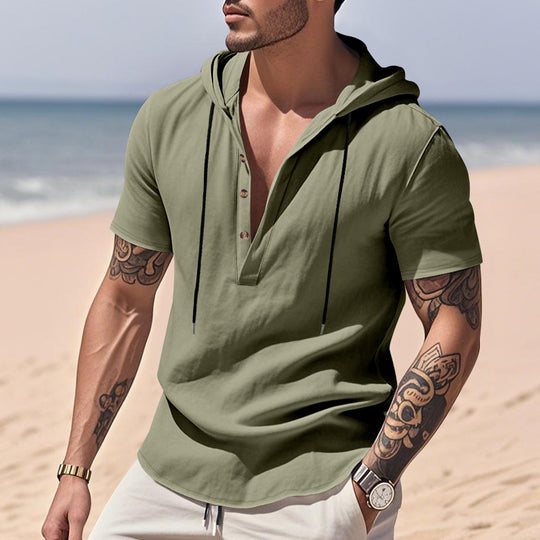 Herren lässiges Kapuzenshirt mit Knopfleiste und modischem Design R&B