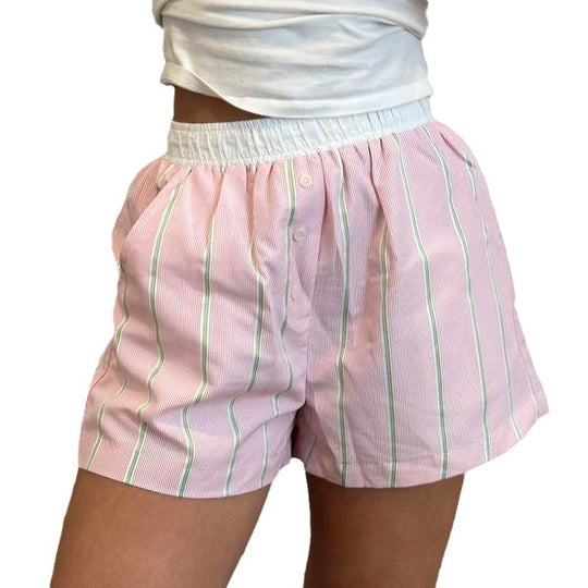 Damen Schlafshorts mit elastischem Bund und dekorativem Kordelzug R&B