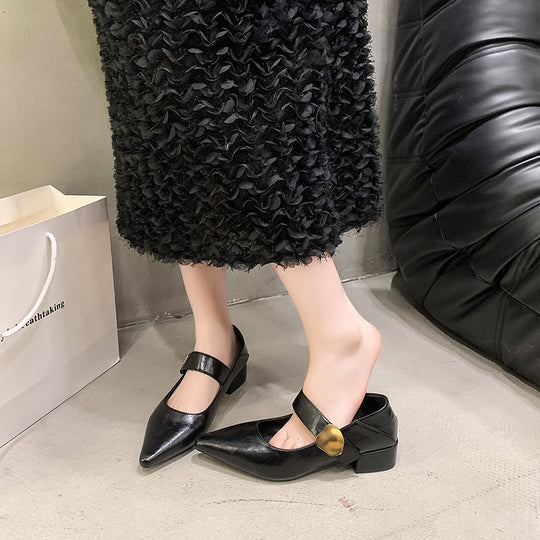 Damen Elegante Slipper mit dekorativem Riemchen und modischem Absatz R&B