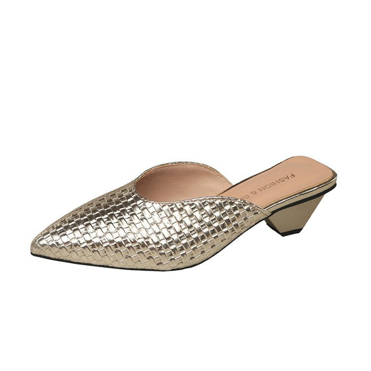 Damen elegante Mules mit modernem Wabenmuster und komfortablem Blockabsatz R&B