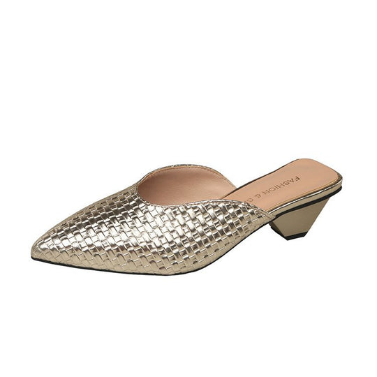 Damen elegante Mules mit modernem Wabenmuster und komfortablem Blockabsatz R&B