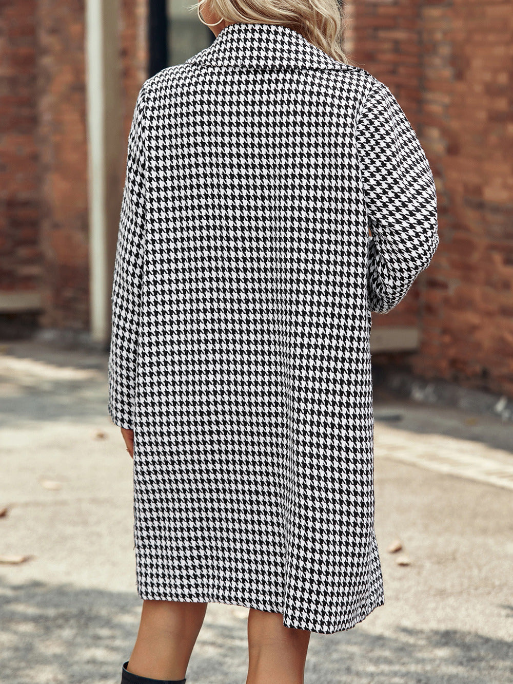Damen Eleganter Übergangs-Mantel mit Hahnentrittmuster R&B
